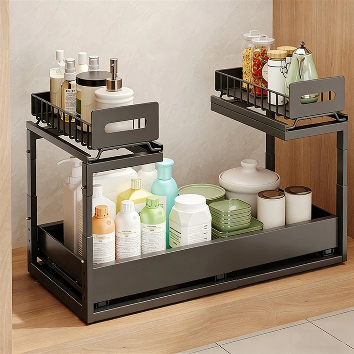 सिंक शेल्फ के नीचे 2 स्तरीय विस्तार योग्य