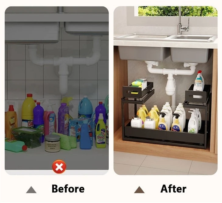 black bathroom under sink storage