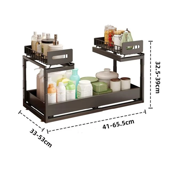 expandable under sink storage shelf